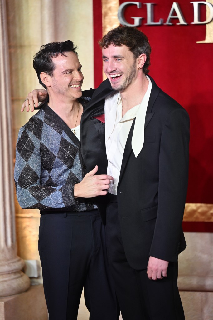 Andrew Scott and Paul Mescal attending the Gladiator II Royal Film Performance and Global Premiere at Leicester Square, London on November 13, 2024.