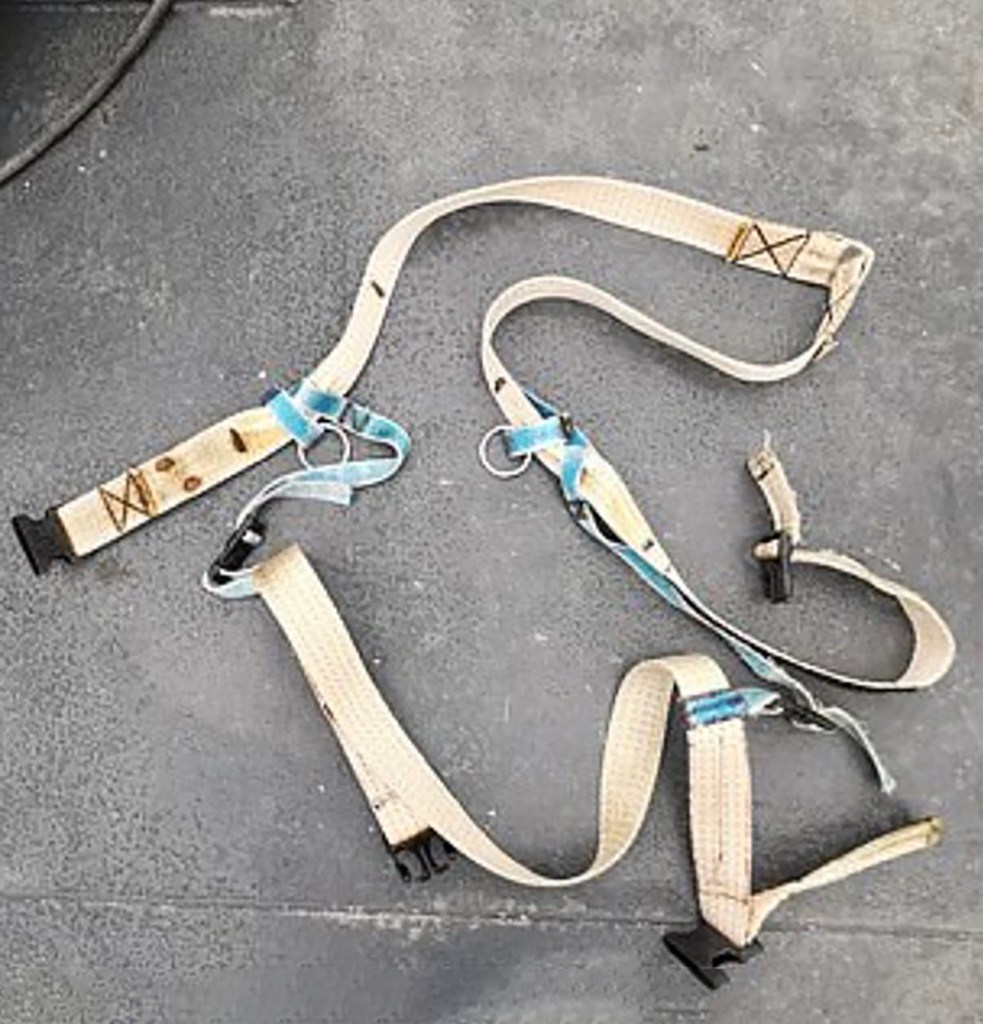 Picture of a white strap harness.