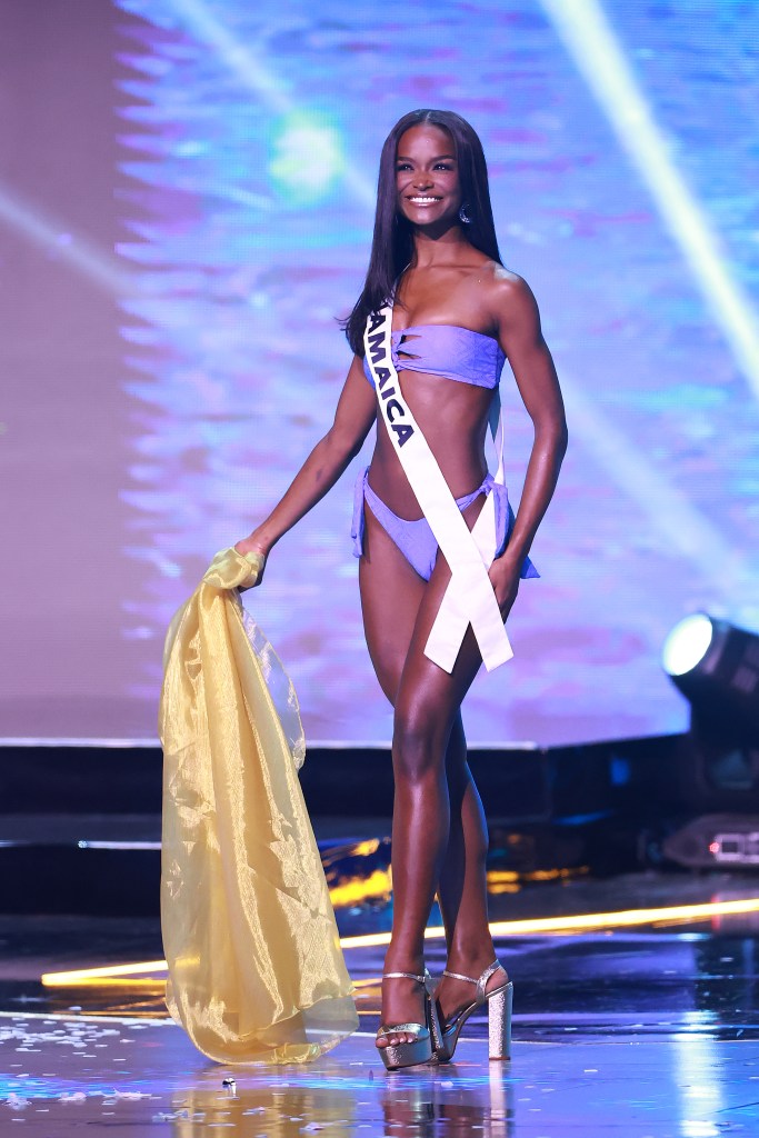 Miss Jamaica Rachel Silvera participating in the 73rd Miss Universe Preliminary Competition on stage in Mexico City, 2024