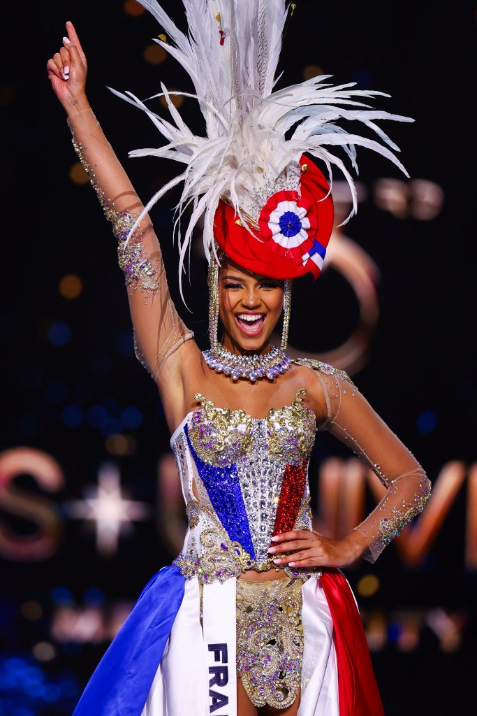 Miss France Indira Ampiot participating in the National Costume show at the 73rd Miss Universe pageant in Mexico City, Mexico.