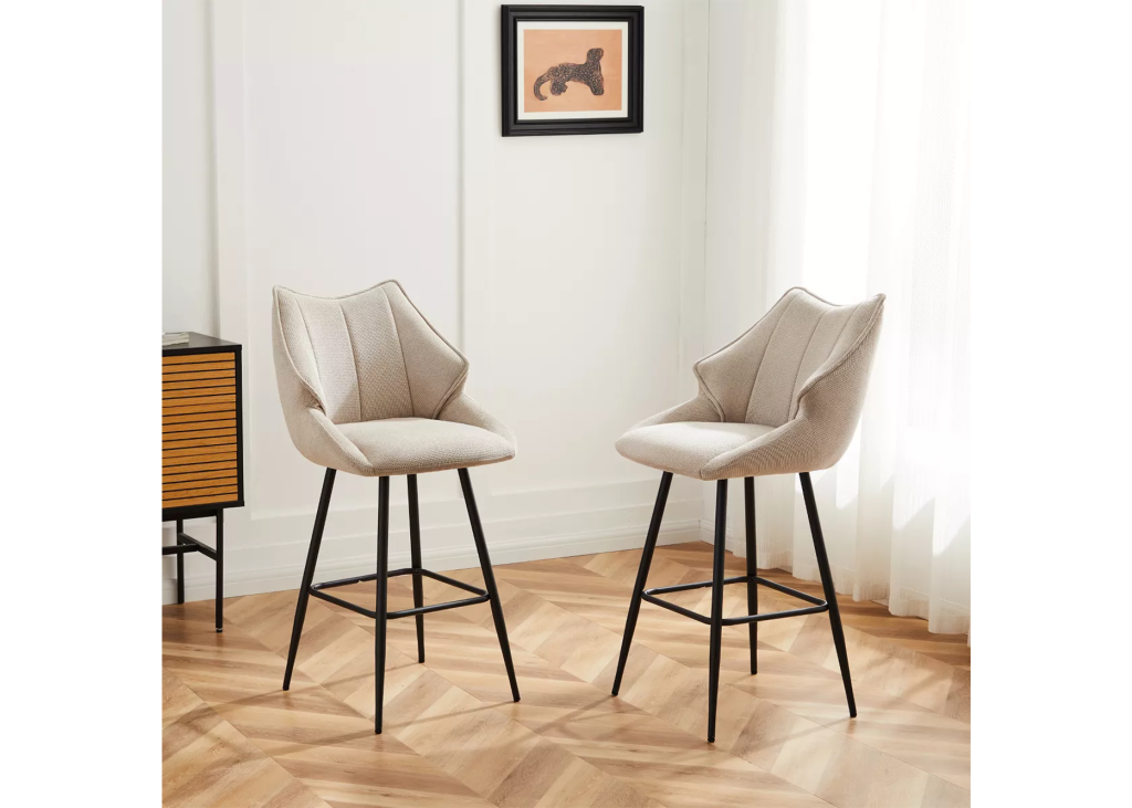 ModernLuxe Armless Upholstered Bar Stools (Set of 2)