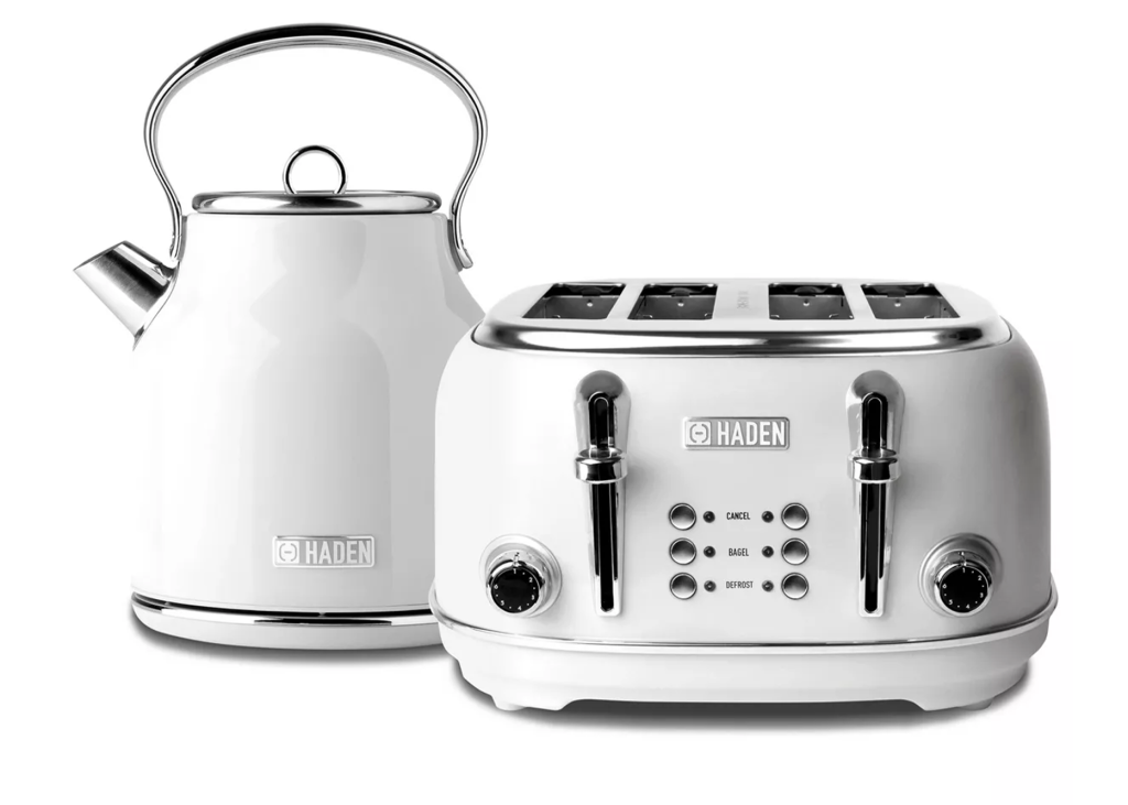 Haden Heritage Retro Electric Tea Kettle & 4-Slice Retro Toaster