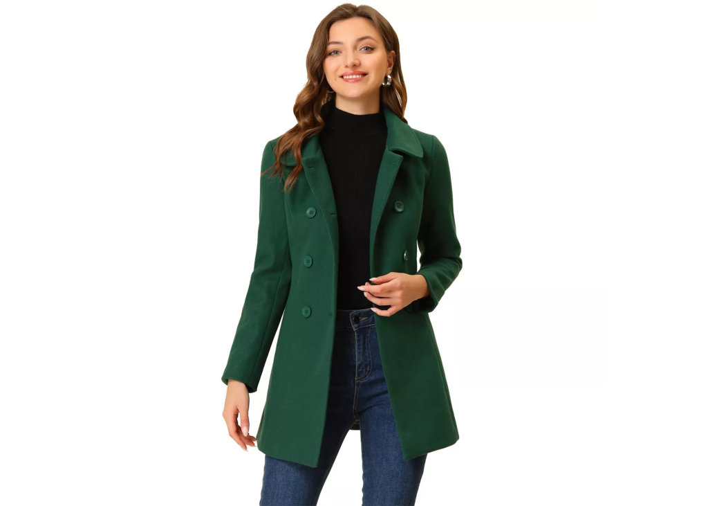 INSPIRE CHIC Peter Pan Collar Double-Breasted Long Trench Coat