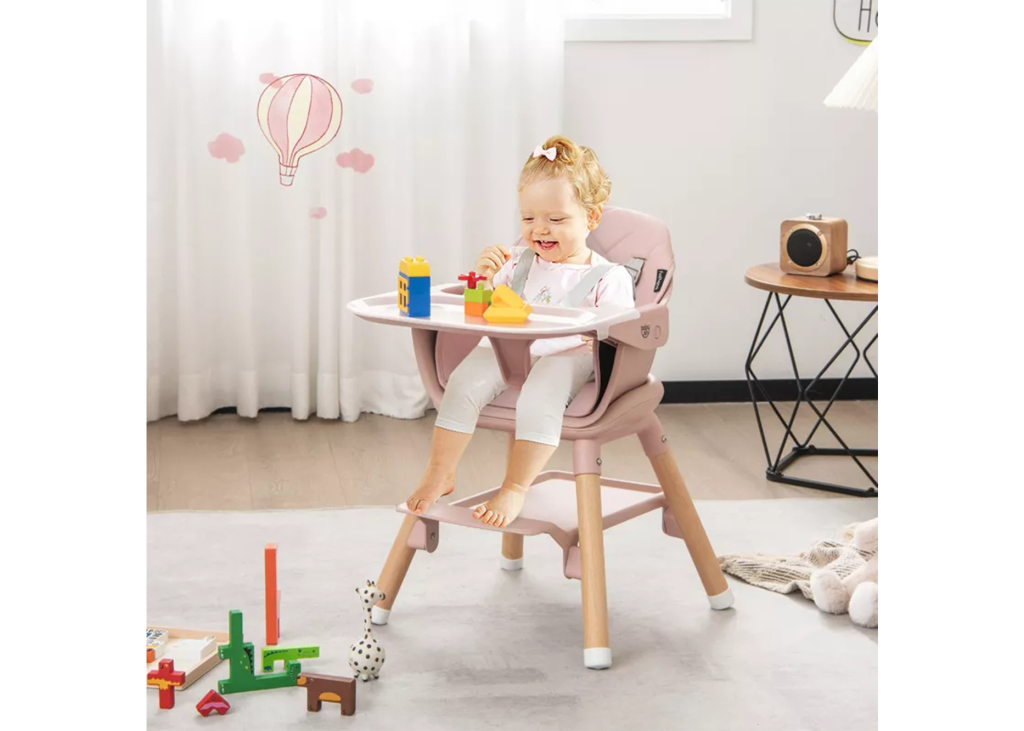 Infans 6-in-1 Convertible Wooden Baby & Infant Highchair with Removable Tray