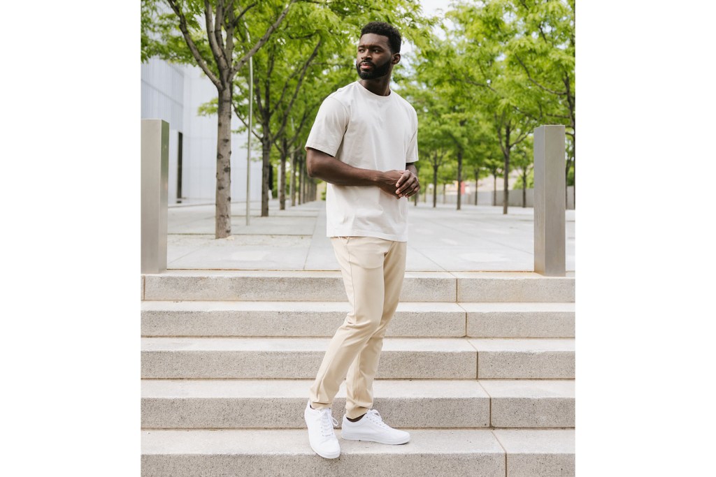 A man standing on stairs