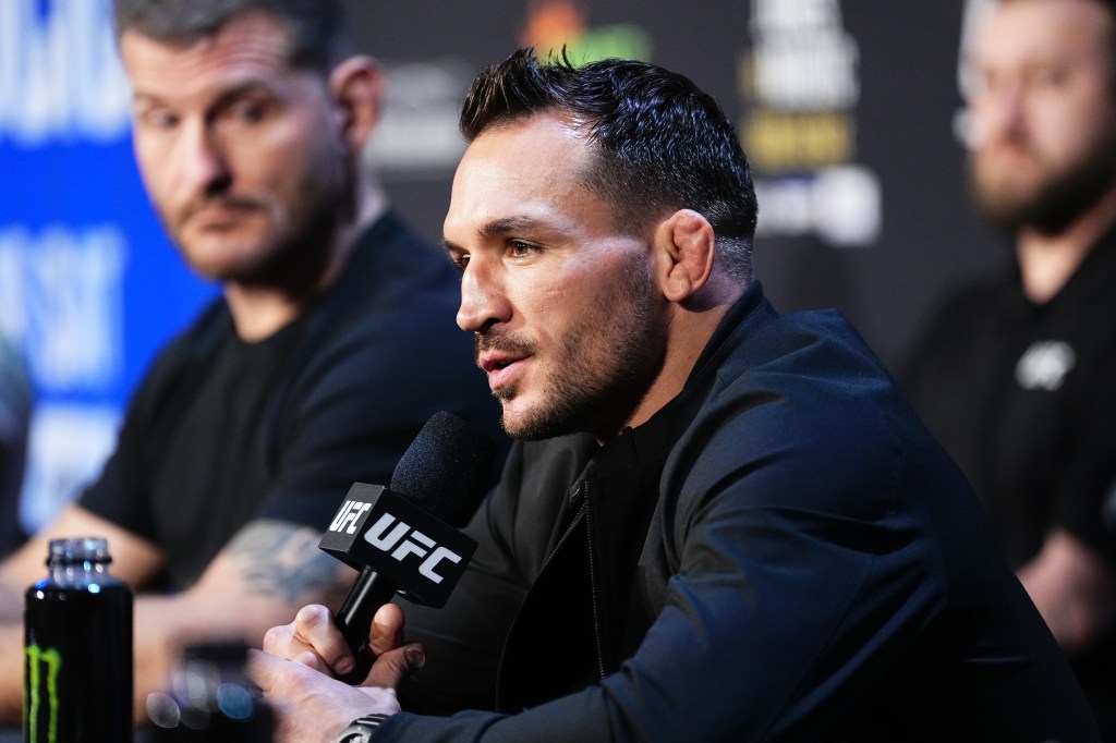 Michael Chandler speaks before UFC 309.