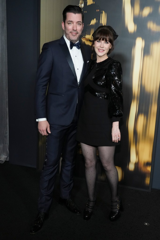 Jonathan Scott, left, and Zooey Deschanel arrive at the 15th Governors Awards