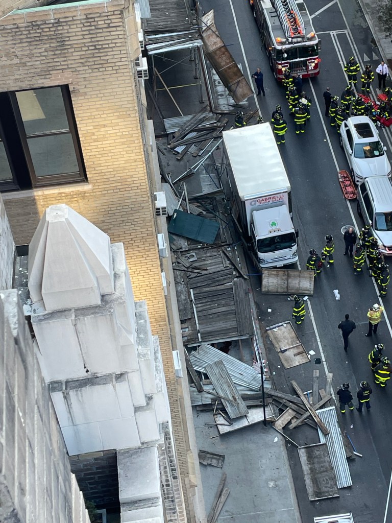 Scaffolding collapse with 3 injured and 1 in critical condition in front of 245 W. 29th. St. 