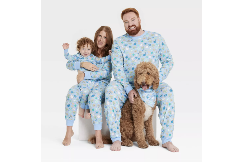 Family wearing Hanukkah Holiday Matching Family Pajamas