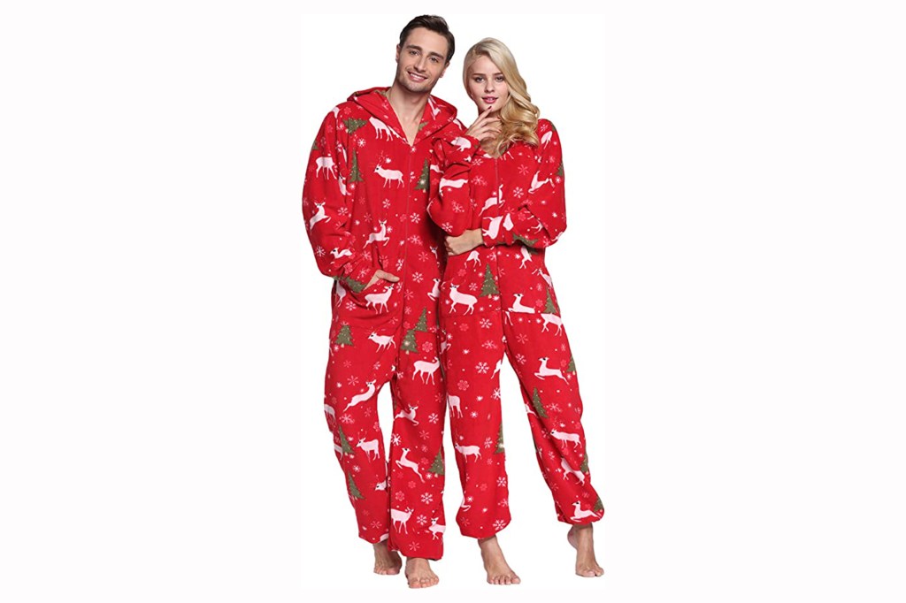 Mascoming Couples Holiday Hooded Onesies