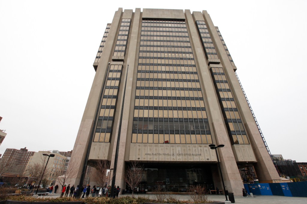 The scary moment happened at the Adam Clayton Powell State Office Building in Harlem.  