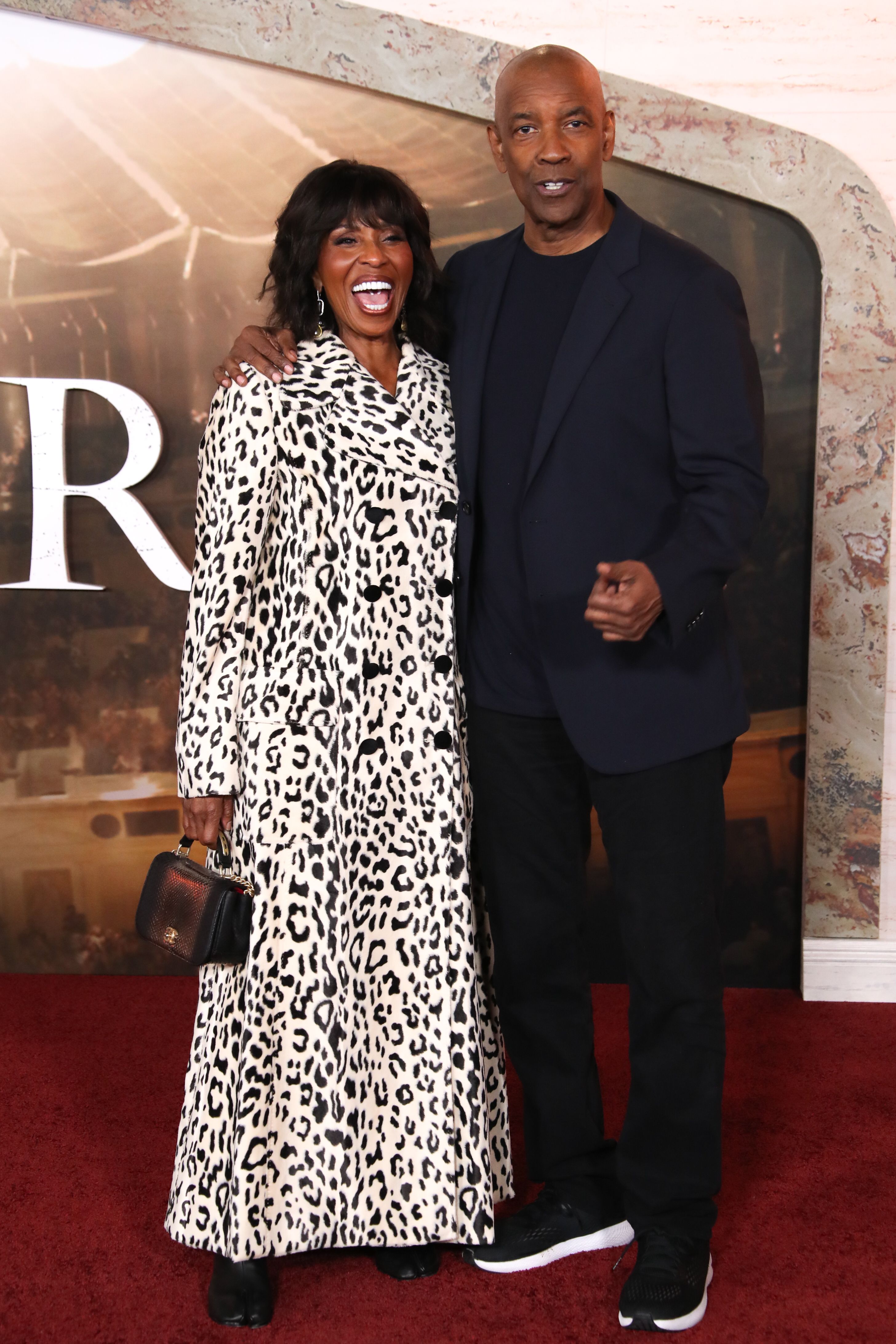 Denzel and Paulette Washington attend the premiere of "Gladiators II" in Los Angeles, California.