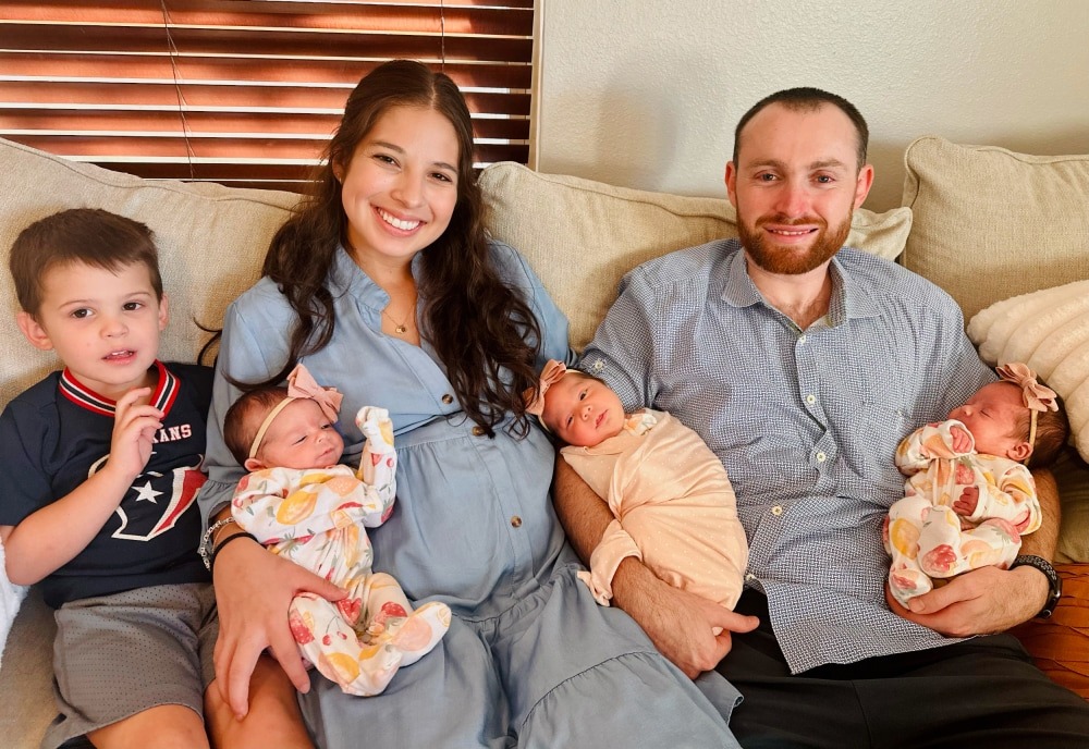 Marisa Christie, 30, and her husband, Dylan, were excited but nervous when doctors told them during her first ultrasound for her second pregnancy that she appeared to be carrying triplets