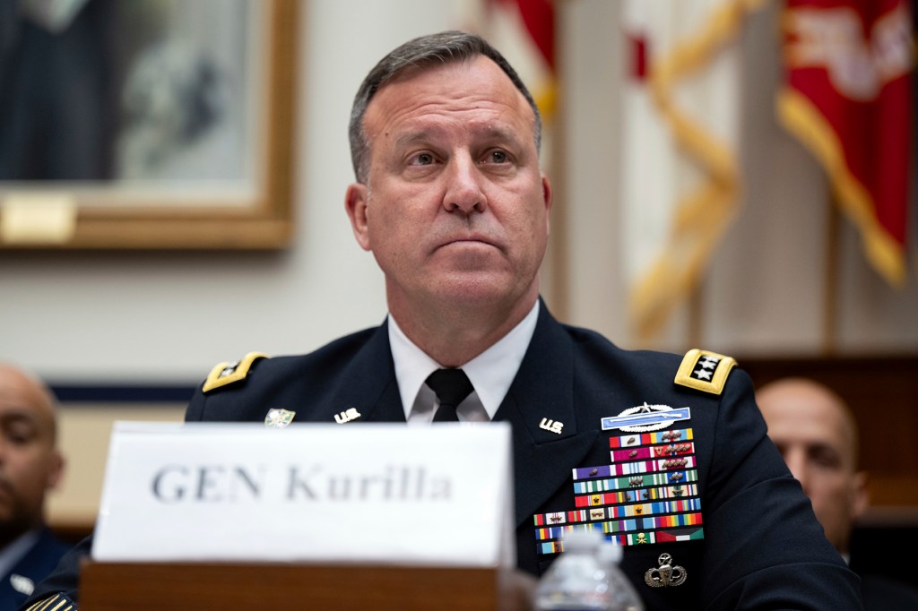 U.S. Army Gen. Michael E. Kurilla, commander of U.S. Central Command, testifying before the House Armed Services Committee on Capitol Hill