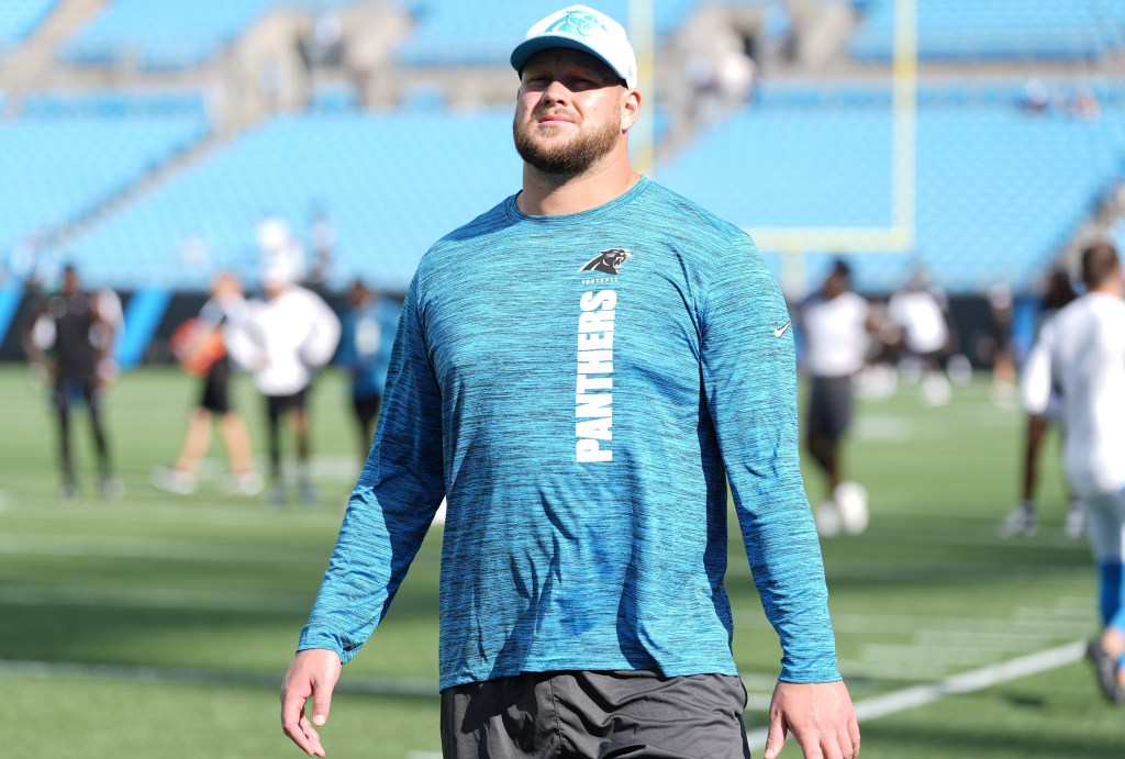 Panthers center Cade Mays squared off against Dexter Lawrence earlier this season when he was a  member of the Giants' practice squad.