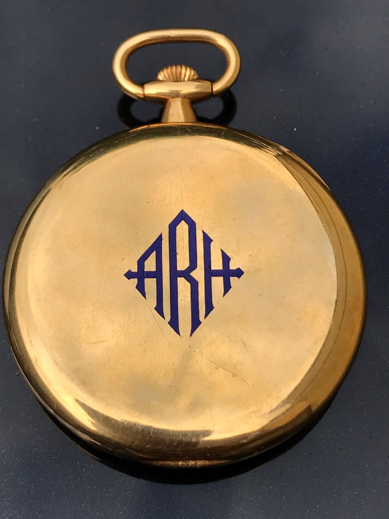 This undated photo made available by Henry Aldridge and Son shows a gold pocket watch that was given to Capt. Arthur Rostron, captain of RMS Carpathia that rescued 700 survivors of the Titanic. The watch sold at auction on Saturday Nov. 16, 2024 for nearly $2 million. (Andrew Aldridge/Henry Aldridge and Son via AP)