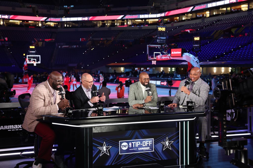 The "Inside the NBA" crew is pictured during the 2023-24 season.