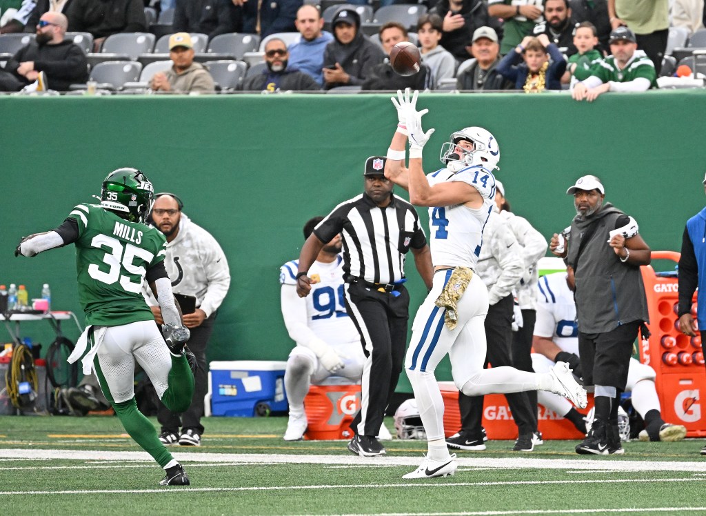 Jalen Mills #35 of the New York Jets watches during the fourth quarter of the Indianapolis Colts 28-27 win over the Jets in East Rutherford, NJ.