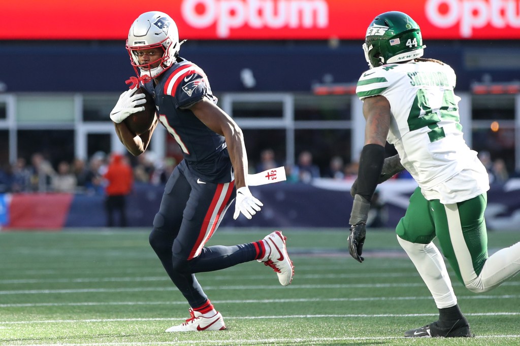 Tyquan Thornton is pictured during the Patriots' game against the Jets on Oct. 27.