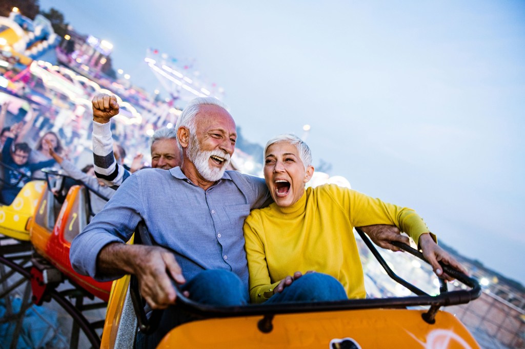 couple on rollercoaster