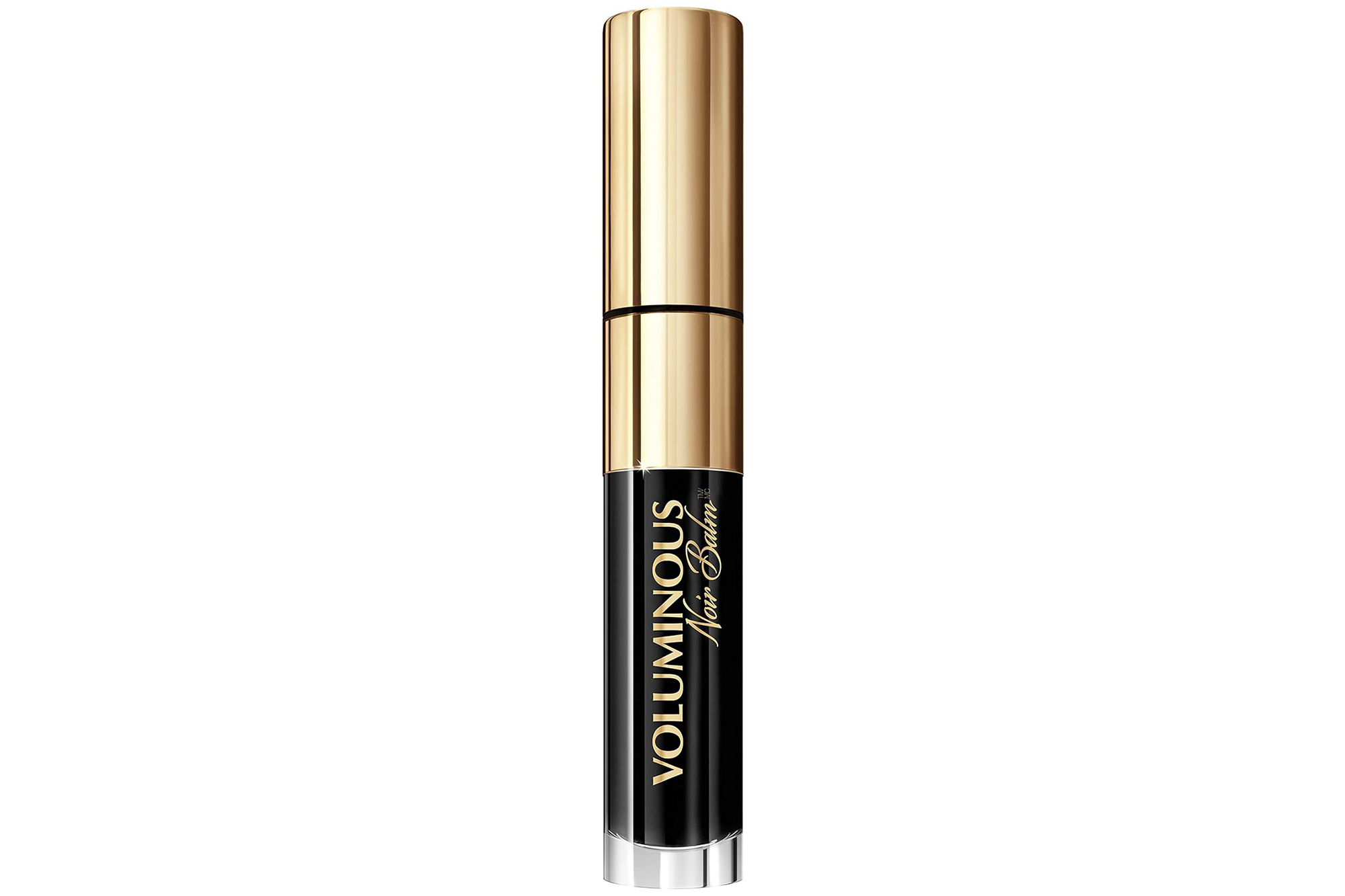 Black L'Oréal Voluminous Noir Balm Mascara with a gold top and silver base.