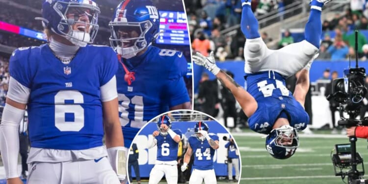 Jaxson Dart, Cam Skattebo power Giants to dominant win over Eagles