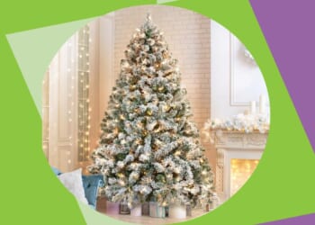 Ericka Pre-lit Flocked Artificial Christmas Tree is 44% off