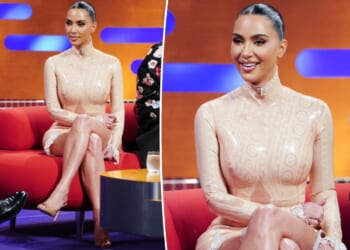 Kim Kardashian wears latex and lace dress on Graham Norton Show