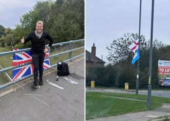 British dad fired from teaching job for hanging 150 national flags around his hometown