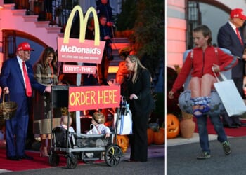 Trump greets hundreds of trick-or-treaters at White House Halloween