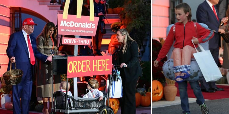 Trump greets hundreds of trick-or-treaters at White House Halloween