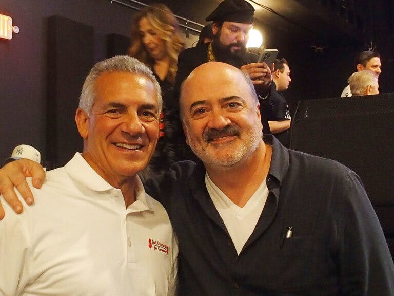 RUTHERFORD, NEW JERSEY - MAY 10: Jack Ciattarelli and Matt Servitto attend 2025 Paisan Con at The Williams Center on May 10, 2025 in Rutherford, New Jersey. (Photo by Bobby Bank/Getty Images)