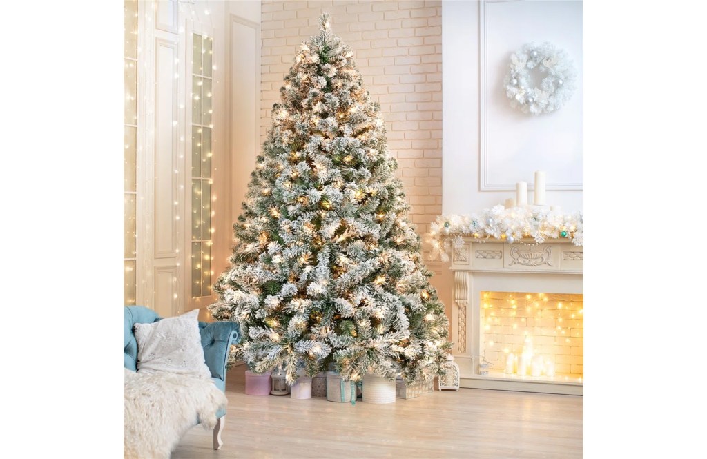 Ericka Pre-lit Flocked Artificial Christmas Tree
