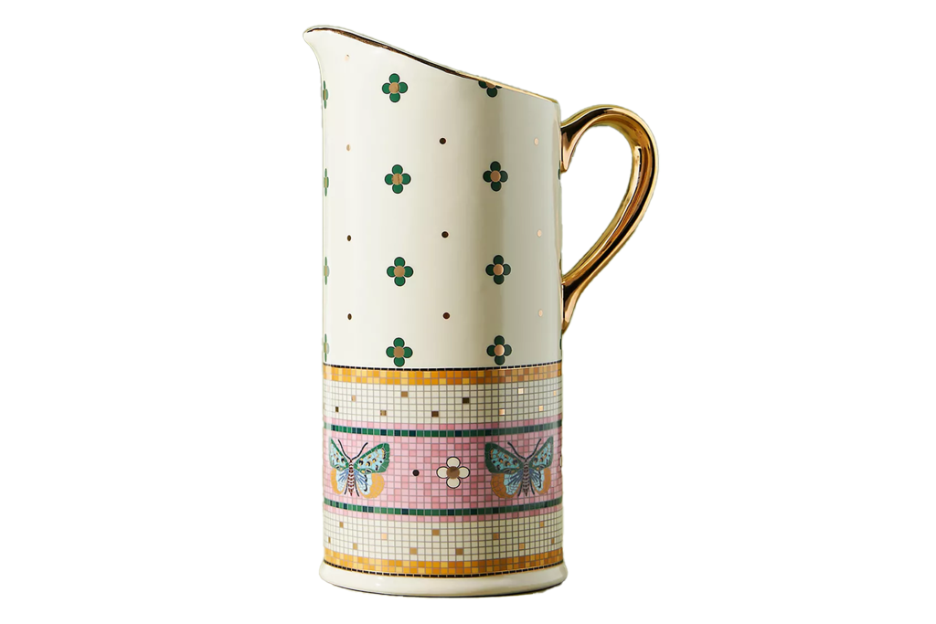 Anthropologie Bistro Garden Tile Pitcher