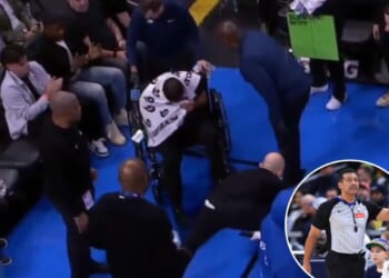 NBA referee Bill Kennedy taken off on wheelchair after suffering injury