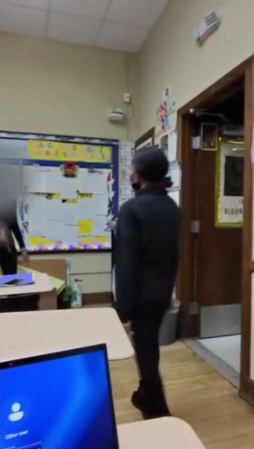 A female student chased a classmate inside a Detroit high school classroom while allegedly wielding a box cutter.