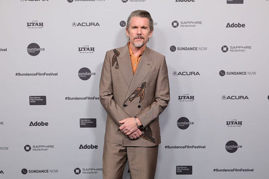 PARK CITY, UTAH - JANUARY 26: Ethan Hawke attends "The Weight" Premiere during the 2026 Sundance Film Festival at The Ray Theatre on January 26, 2026 in Park City, Utah. (Photo by Dia Dipasupil/Getty Images)