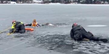Washington man falls through ice into frigid lake — right in front of cops practicing water rescues
