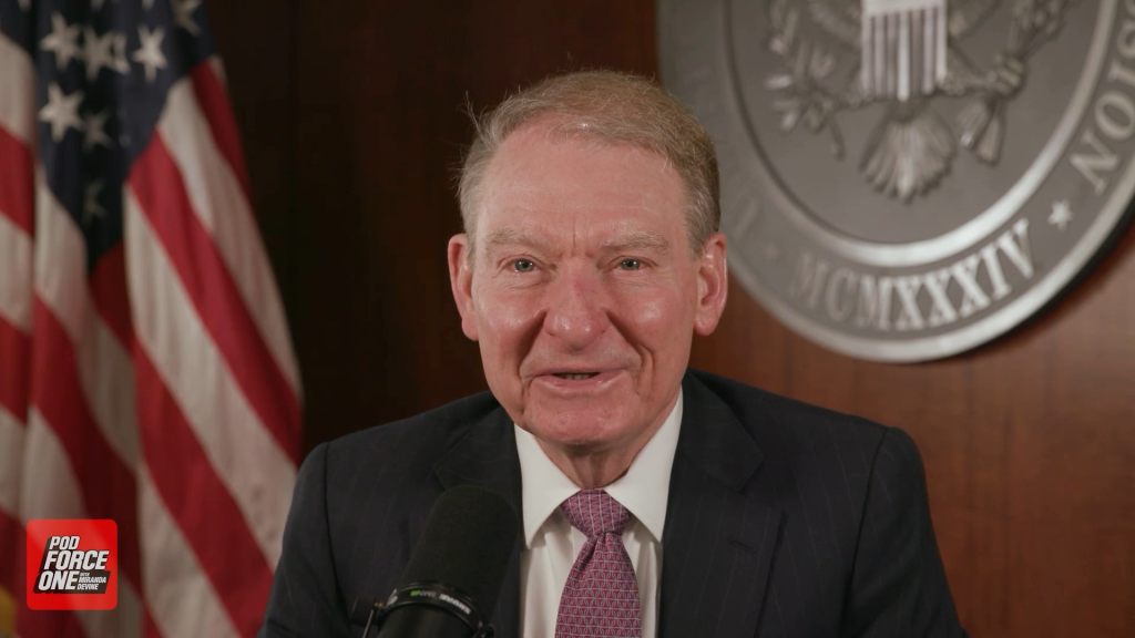 SEC Chairman Atkins speaking on Pod Force One.