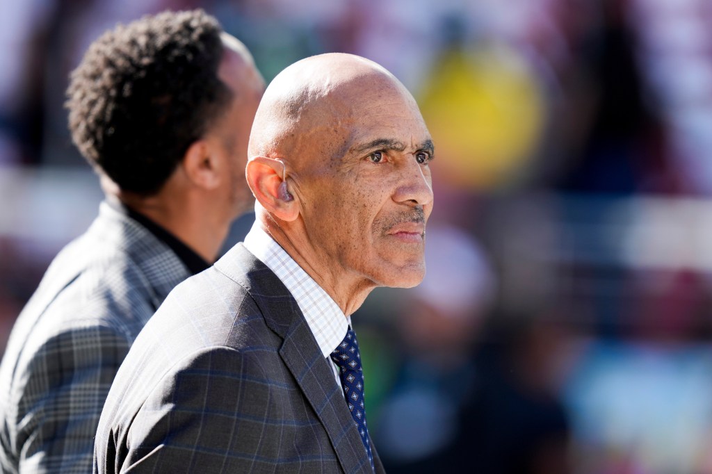 Former coach and current broadcaster Tony Dungy is seen before the NFL Super Bowl 60 football game between the Seattle Seahawks and the New England Patriots, Sunday, Feb. 8, 2026, in Santa Clara, Calif.