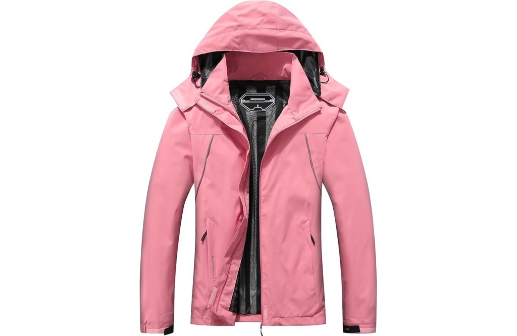 MOERDENG Women's Waterproof Rain Jacket Outdoor Lightweight Hooded Raincoat for Hiking Travel