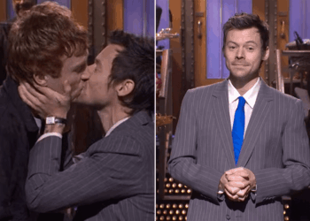 Harry Styles Kisses Ben Marshall During ‘SNL’ Monologue While Joking About Past “Queerbaiting” Claims