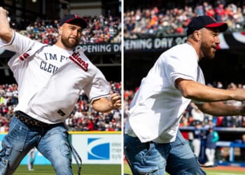 Watch Travis Kelce’s “Embarrassing” Opening Day First Pitch, Courtesy of Netflix Sports: “Looked Like Taylor Threw It”