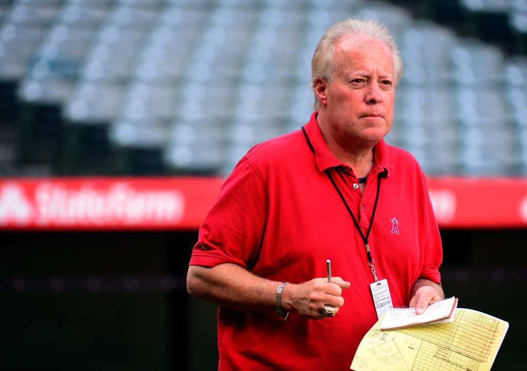 Los Angeles Angels announcer Terry Smith prior to a Major League baseball game between the Chicago Cubs and Los Angeles Angels at Angel Stadium of Anaheim in Anaheim, Calif., on Tuesday, April 5, 2016.