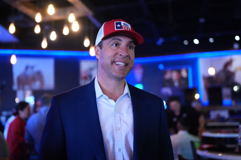 Former Texas Rangers All-Star baseball player Mark Teixeira, who is running for congress, makes a campaign stop in San Antonio, Friday, Feb. 13, 2026. (AP Photo/Eric Gay)