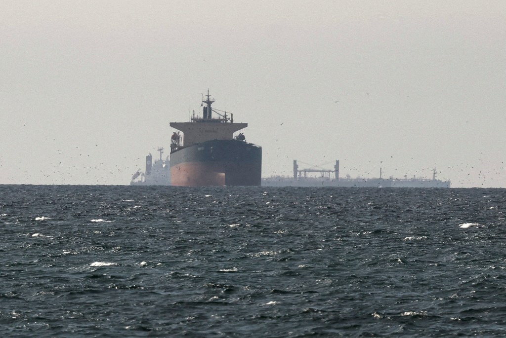 Tankers sail in the Gulf, near the Strait of Hormuz.