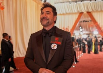 Javier Bardem sports anti-war pin, says 'free Palestine' at Oscars