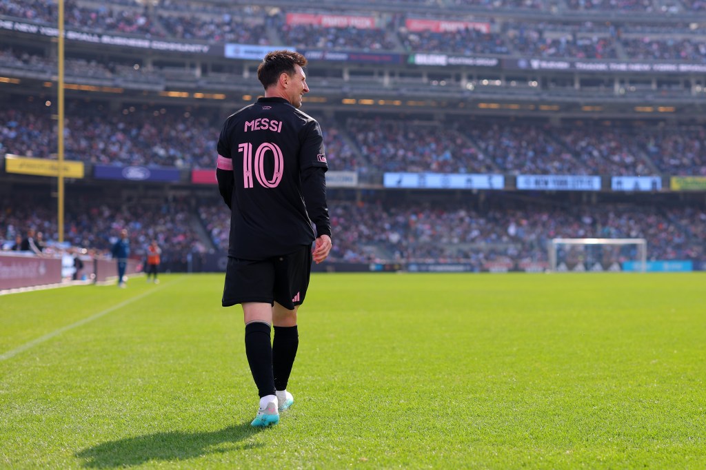 Lionel Messi looks on during the MLS match between New York City FC and Inter Miami CF at Yankee Stadium on March 22, 2026 in New York, New York.