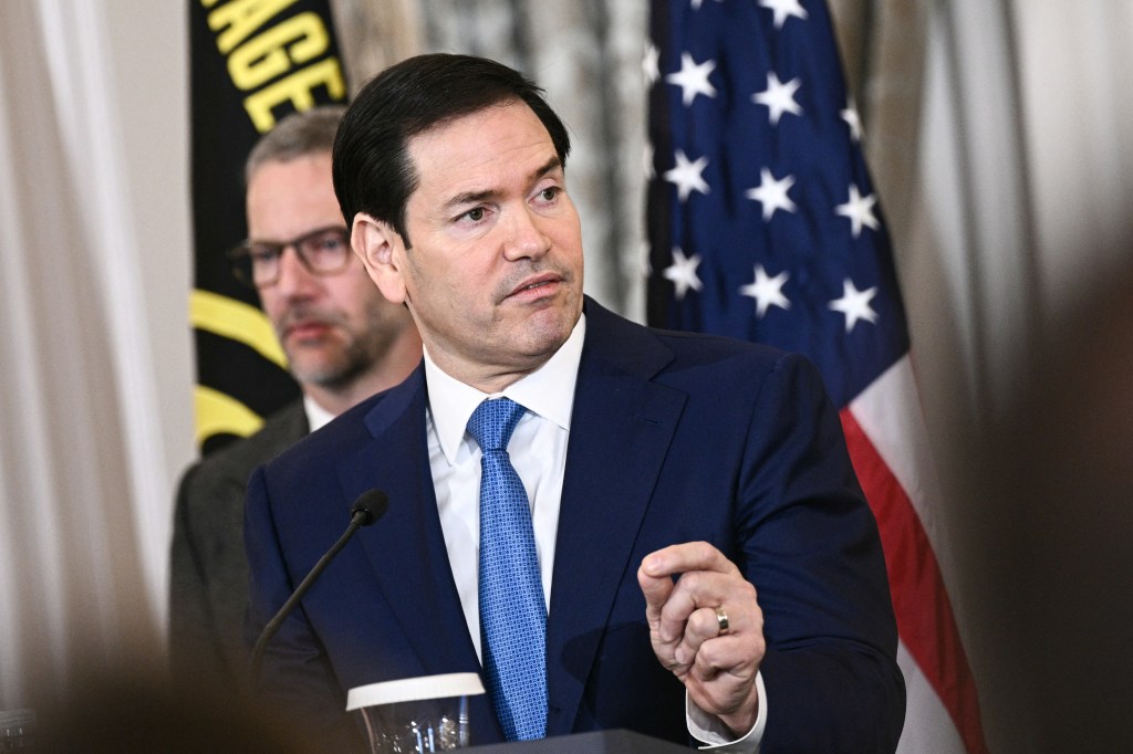 Secretary of State Marco Rubio speaks at the State Department on March 9, 2026.