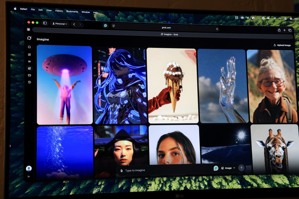 Photo illustration of the Grok Imagine website on a computer screen.